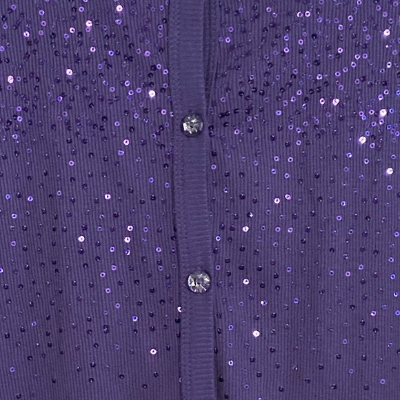 Quacker Factory~Purple‎ 1 piece Tank/Cardigan~Sz L~Sequins & Crystal buttons~EUC - Picture 4 of 5